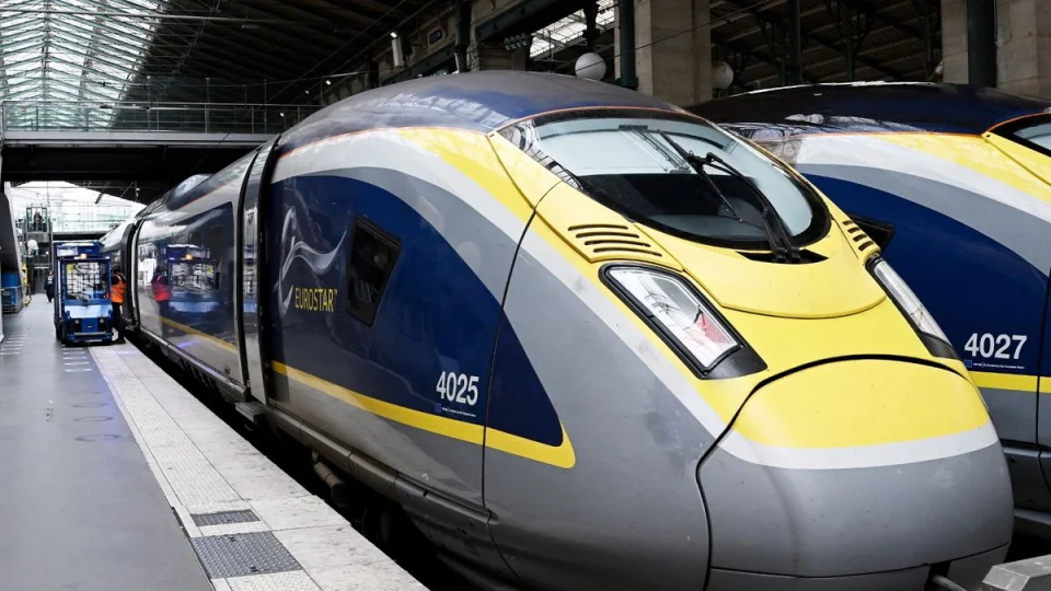 Eurostar high-speed trains at a station platform in France — SNCF cancelled 71 Intercités services as a June 2026 heatwave pushes temperatures toward 40°C (104°F)