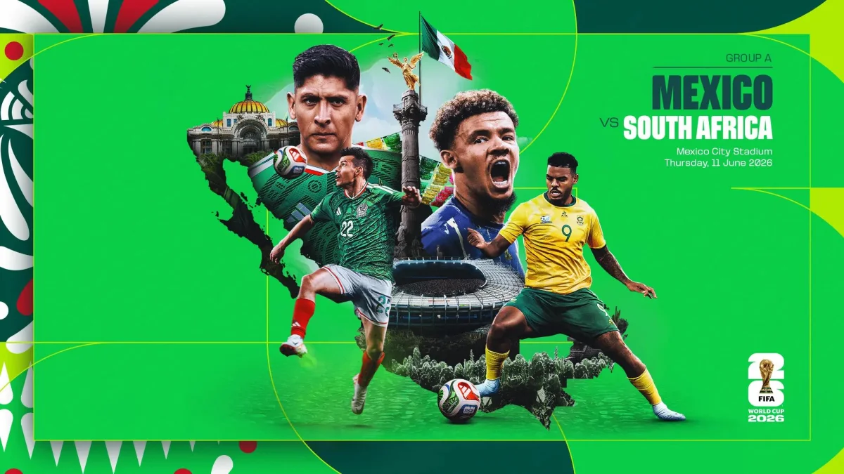 FIFA World Cup 2026 opening match poster: Mexico vs South Africa at Mexico City Stadium on 11 June 2026