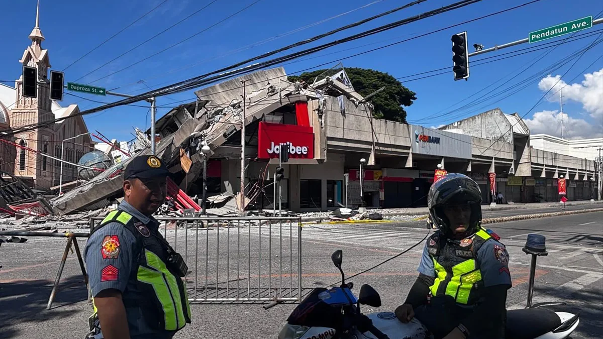 Damaged buildings and debris in southern Philippines following the Mindanao earthquake