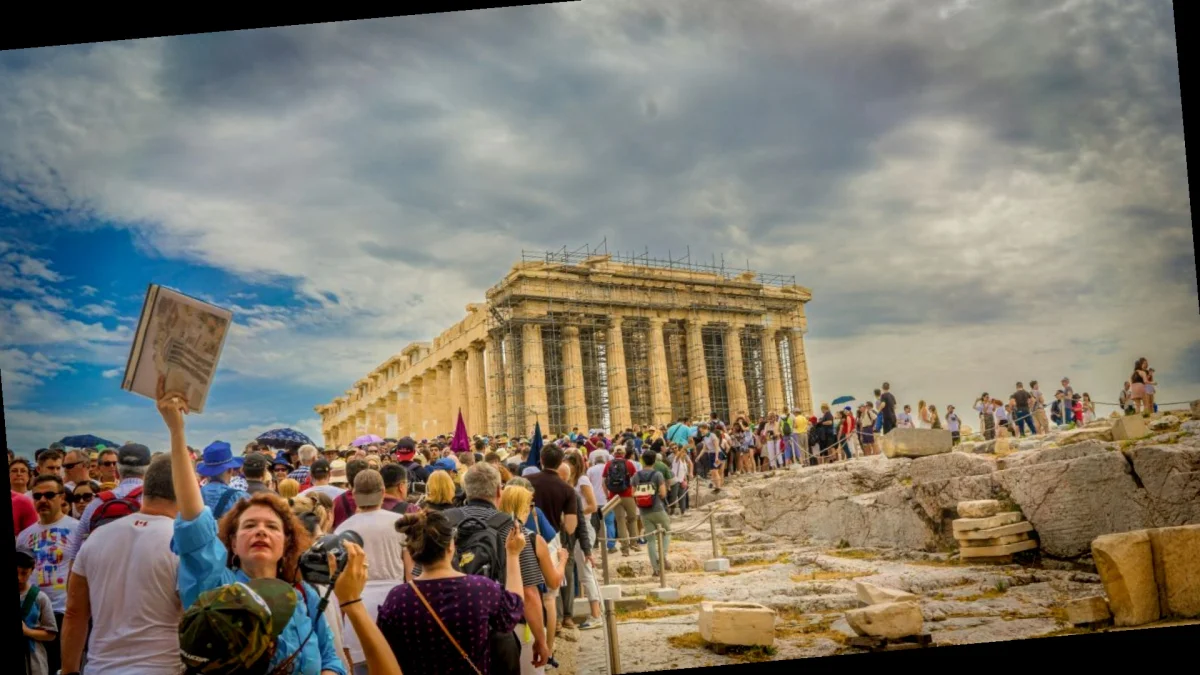 The Parthenon on the Acropolis in Athens with summer tourists in the foreground — Athens leads Southern Europe in year-on-year travel search growth (photo: wafi-usmd/Unsplash via GTP Headlines)